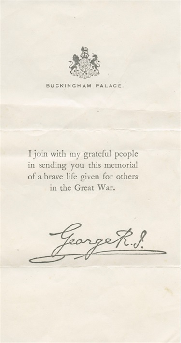 Condolence letter from King George
