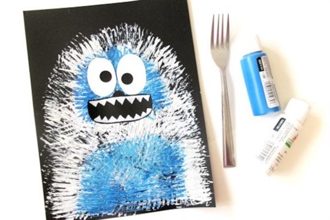 Fork painted snow monsters Winter Winter school holiday activities 2024
