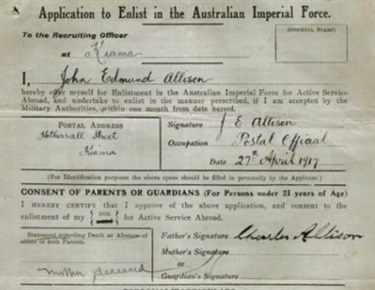 Application to enlist in the AIF